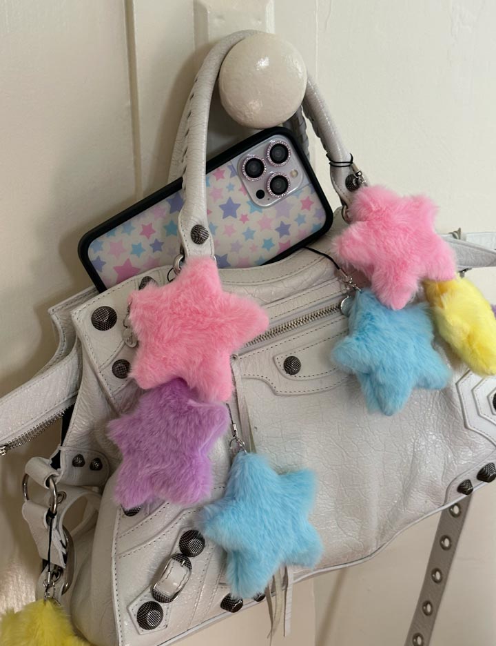 Fluffy Star Charm - Blue