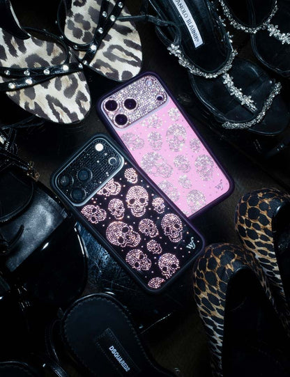 Better Half with Stas and Vic Rhinestone Skull - Black and Pink iPhone 17 Case