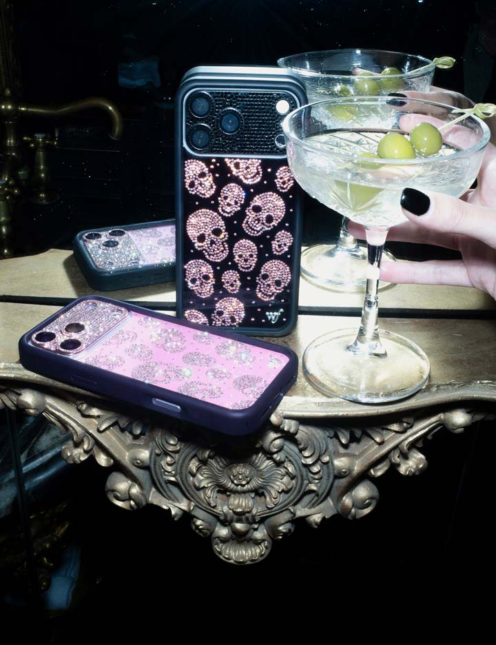 Better Half with Stas and Vic Rhinestone Skull - Black and Pink iPhone 17 Case