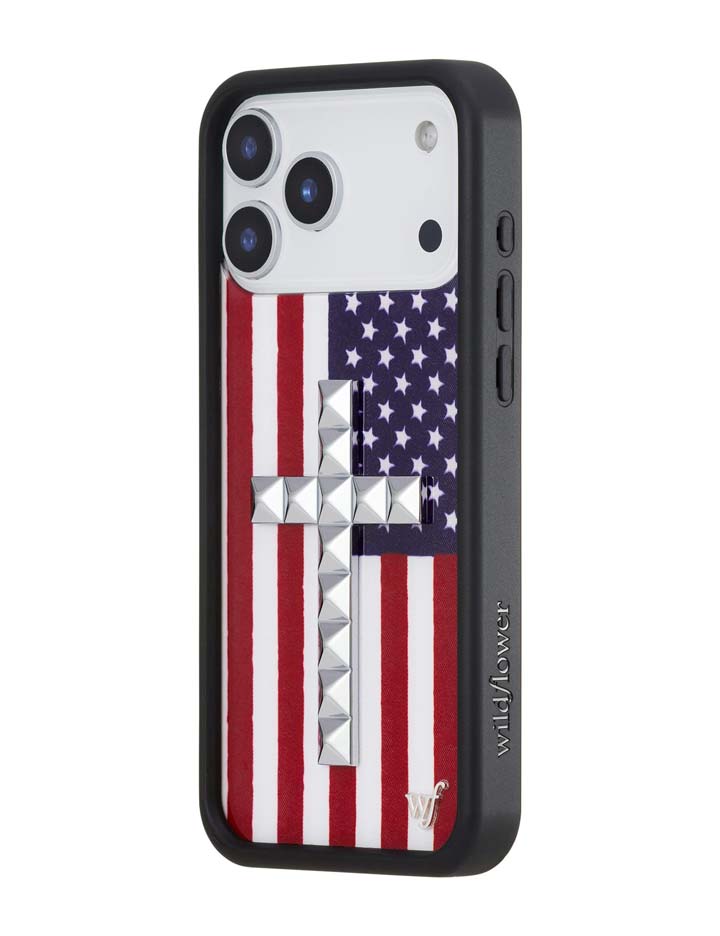 Stud Cross American Flag iPhone 18 Pro Max Case