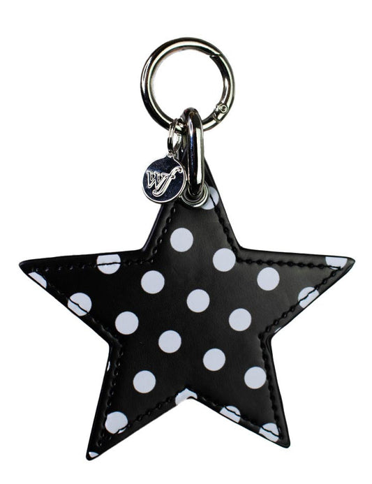 Polka Dot Star Charm - Black and White
