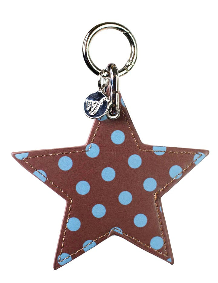 Polka Dot Star Charm - Brown and Blue