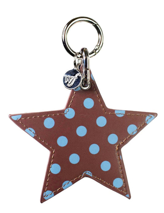 Polka Dot Star Charm - Brown and Blue