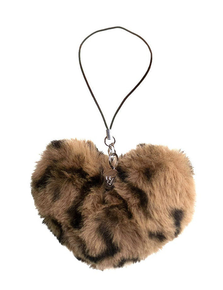 Fuzzy Heart w/ WF Charm - Leopard