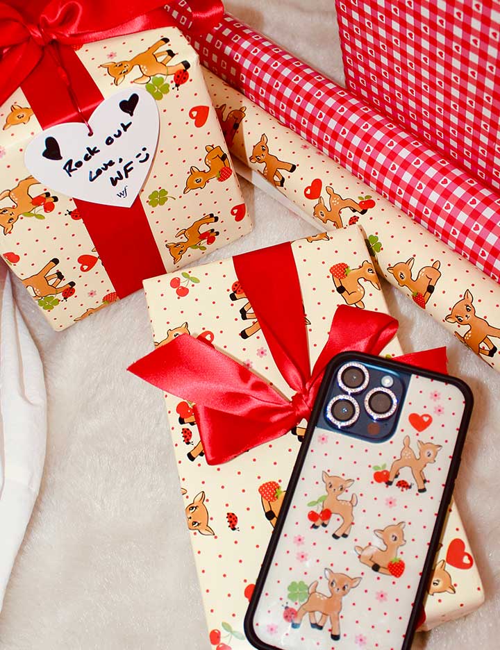 Oh Deer and Red Gingham Hearts Gift Wrap - 2 Pack