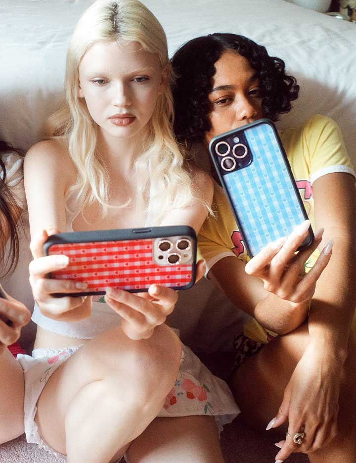 Gingham Hearts - Blue iPhone 15 Pro Max Case