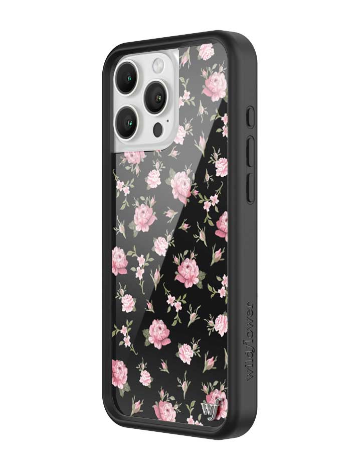 Black and Pink Floral iPhone 16 Pro Max Case