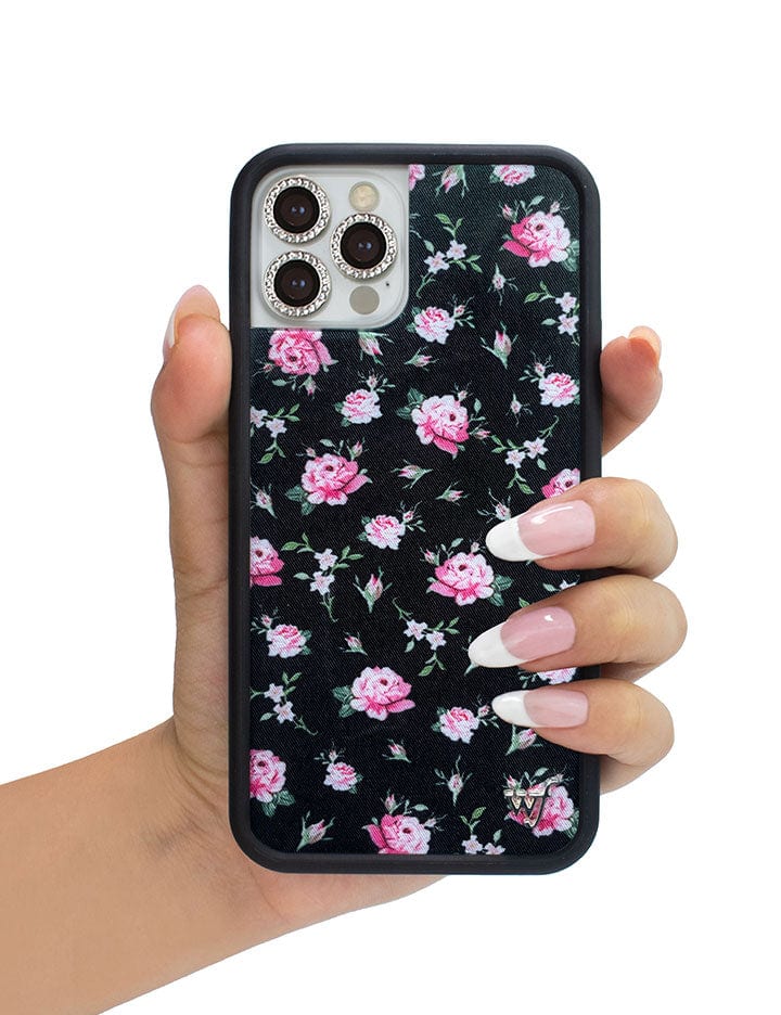 Black and Pink Floral iPhone 16 Pro Max Case