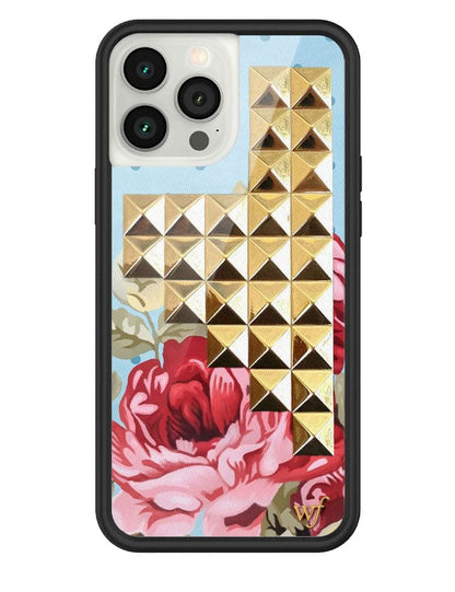 Blue Floral Stud iPhone 13 Pro Max Case