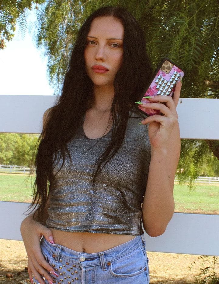 Pink Floral Stud iPhone 13 Pro Max Case